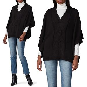 KAUFMAN FRANCO Sweater‎ Wool Oversized Chunky Cable Knit Batwing V-Neck Poncho S
